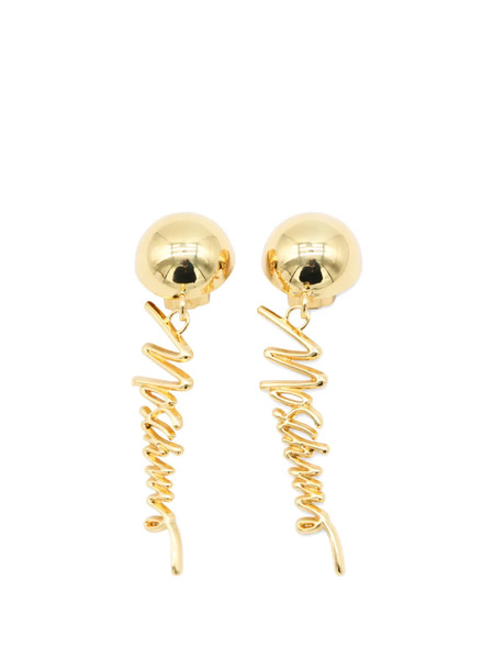  Moschino Logo-lettering Drop Earrings - Gold 