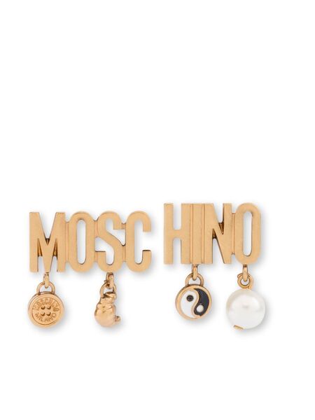  Moschino Logo-lettering Earrings - Gold 