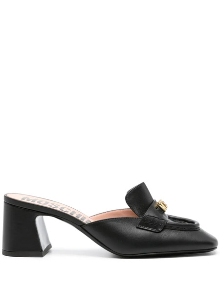  Moschino Logo-lettering Leather Mules - Black 