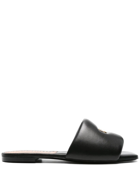  Moschino Logo-plaque Leather Sandals - Black 