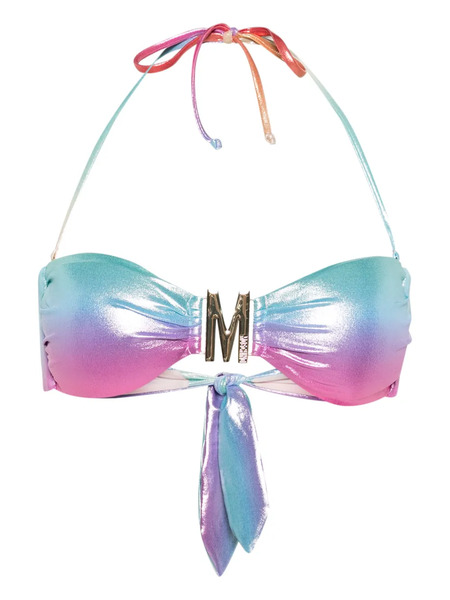  Moschino Logo-plaque Metallic Bikini Top - Blue 