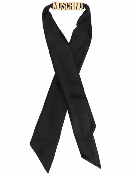  Moschino Logo-plaque Silk Scarf - Black 