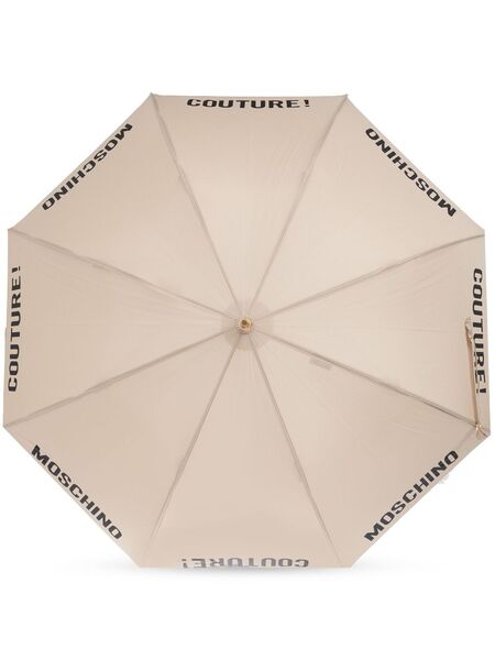  Moschino Logo-print Crook-handle Umbrella - Neutrals 