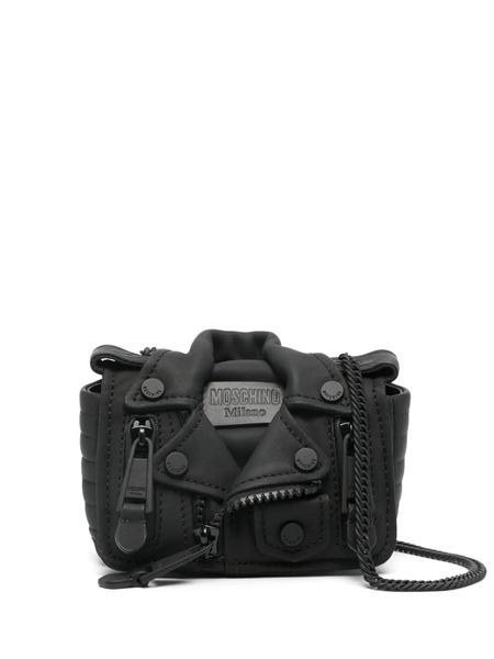  Moschino Mini Biker Leather Bag - Black 