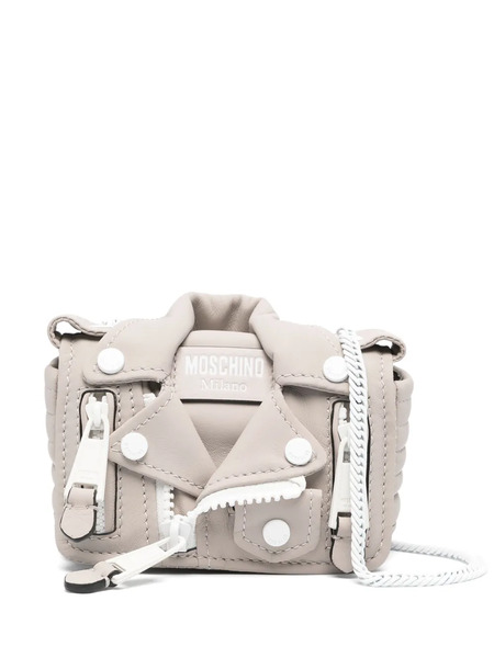  Moschino Mini Biker Leather Bag - Neutrals 