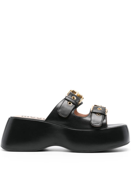  Moschino 75mm Dolly Leather Sandals - Black 
