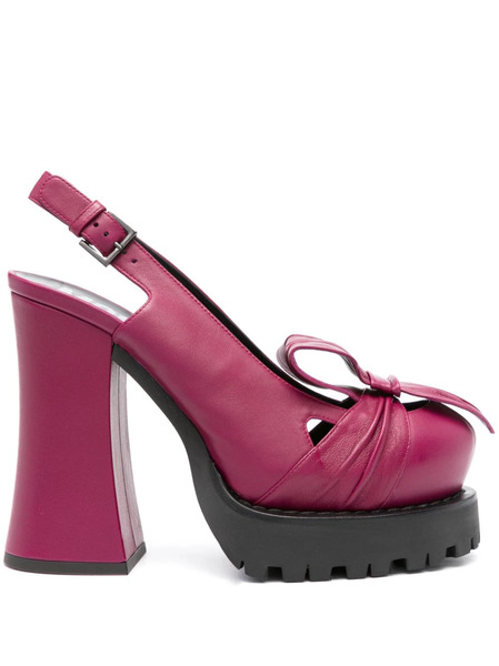  Moschino 130mm Leather Slingback Pumps - Purple 