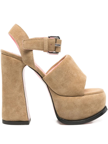  Moschino 140mm Suede Sandals - Brown 