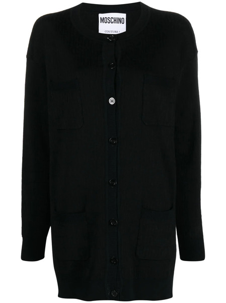  Moschino Monogram-jacquard Cardigan - Black 