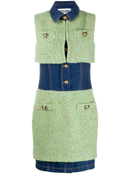  Moschino Panelled Fitted Dress - Green 