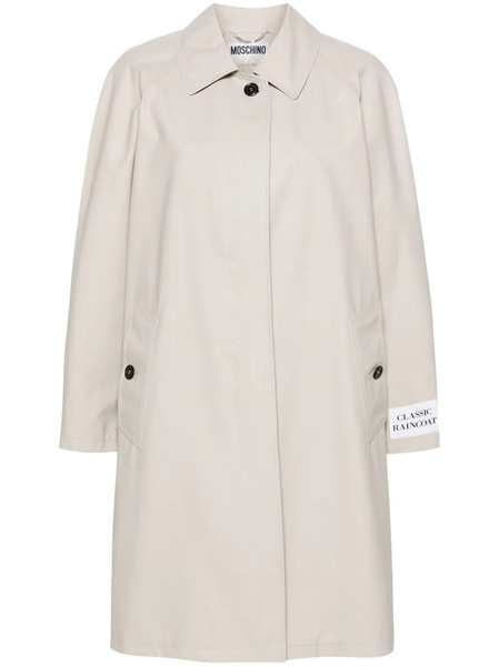  Moschino Patch-detail Midi Trench Coat - Neutrals 