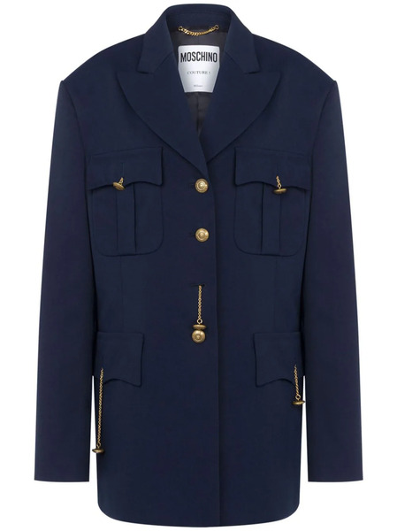  Moschino Peak-lapel Cotton-blend Coat - Blue 