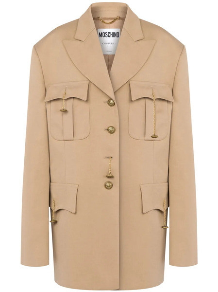  Moschino Peak-lapel Cotton-blend Coat - Neutrals 