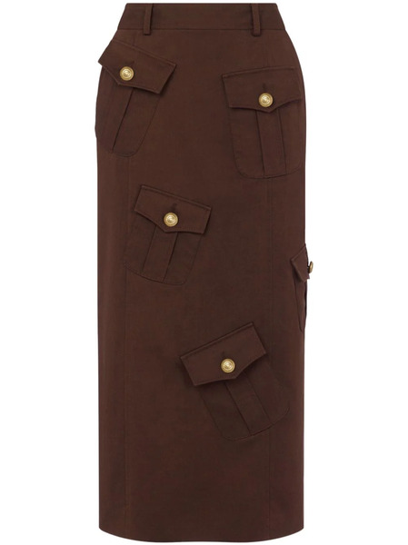  Moschino Pockets Cotton-wool Blend Skirt - Brown 
