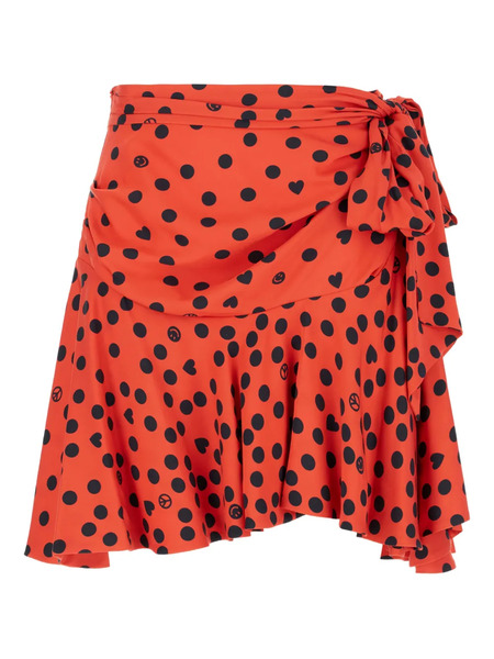 Moschino Polka-dot Ruffle-hem Mini Skirt - Red 