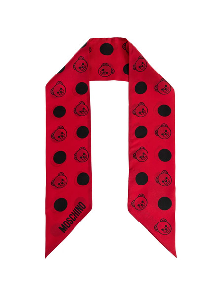  Moschino Polka-dot Teddy Silk Scarf - Red 