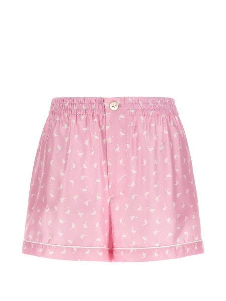  Moschino Printed Silk Shorts - Pink 