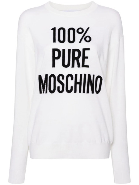  Moschino Slogan Intarsia-knit Jumper - Neutrals 