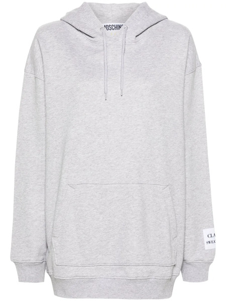  Moschino Slogan-patch Cotton Hoodie - Grey 