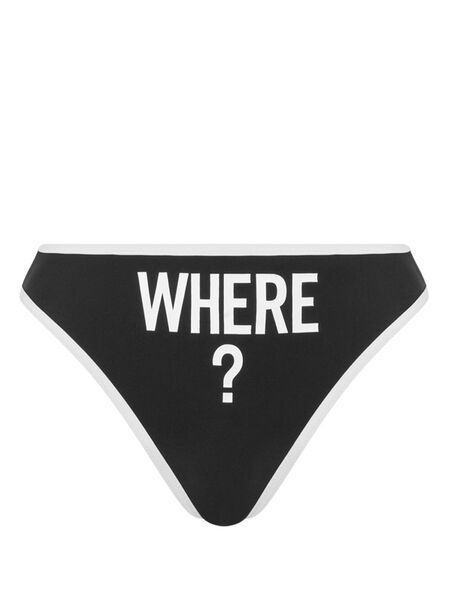  Moschino Slogan-print Bikini Bottoms - Black 