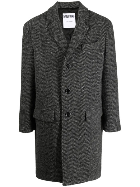  Moschino Slogan-print Wool Peacoat - Black 