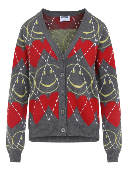  Moschino Smiley-heart Cardigan - Grey 