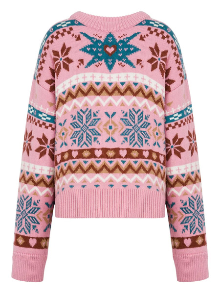  Moschino Snowflake Fairisle Wool Sweater - Pink 