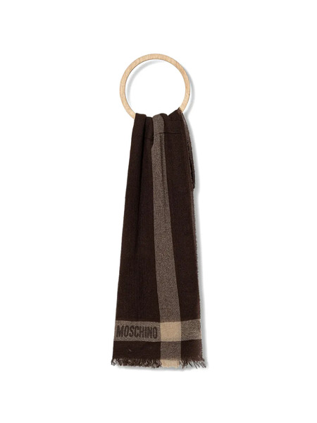  Moschino Stripe Fringed Scarf - Brown 