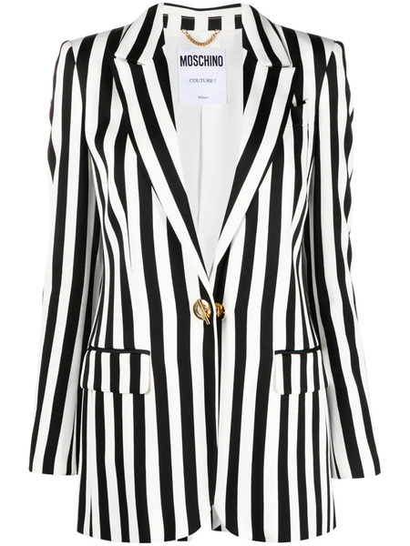  Moschino Striped Satin Blazer - Black 