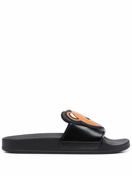  Moschino Teddy Bear Motif Slides - Black 