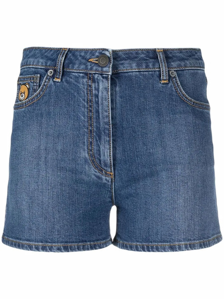  Moschino Teddy Bear Patch Denim Shorts - Blue 