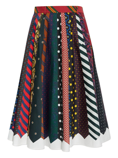  Moschino Tie-pattern Pleated Midi Skirt - Red 