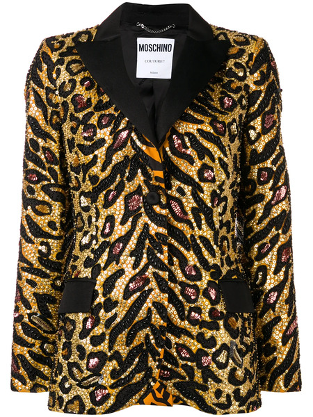  Moschino Tiger Sequin-embellished Blazer - Gold 