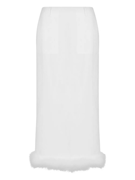  Moschino Two-pocket Fur-trim Midi Skirt - White 