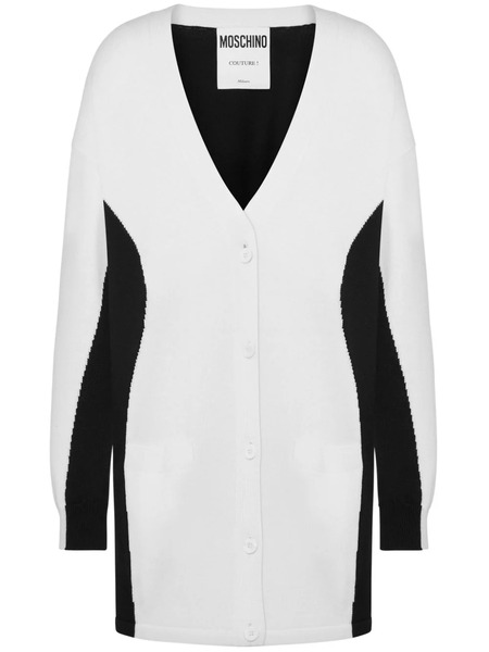  Moschino Two-tone V-neck Cardigan - White 