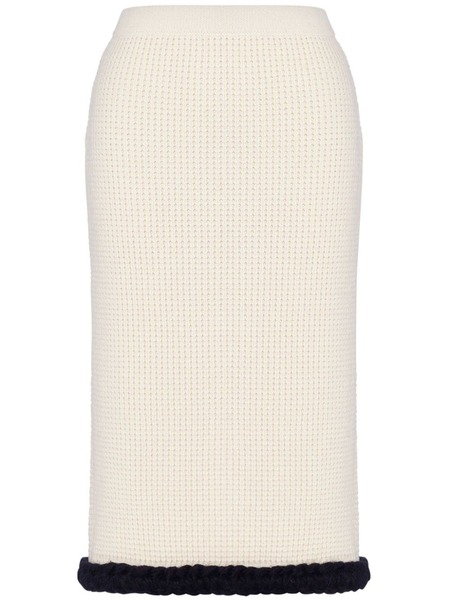  Moschino Waffle Knit Virgin Wool Skirt - White 