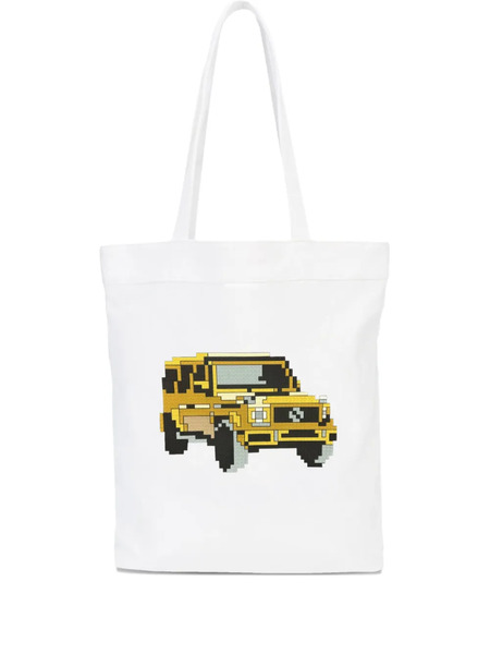  Mostly Heard Rarely Seen 8-bit Car-print Tote Bag - White 