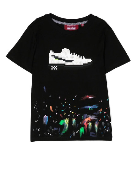  Mostly Heard Rarely Seen 8-bit Louis Paint-splatter T-shirt - Black 