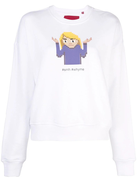  Mostly Heard Rarely Seen 8-bit Shrug Crew Neck Sweatshirt - White 