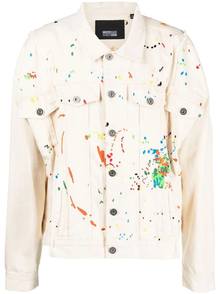  Mostly Heard Rarely Seen Paint-embroidered Denim Jacket - Neutrals 