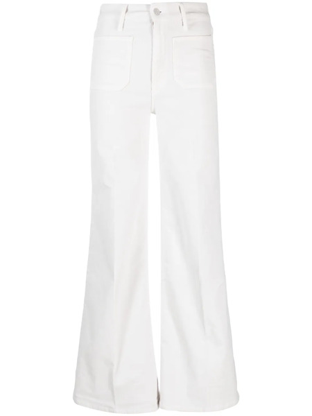  Mother Flared Cotton Trousers - White 