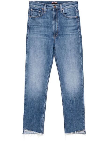 Mother High-waisted Rider Ankle Step Fray Jeans - Blue 