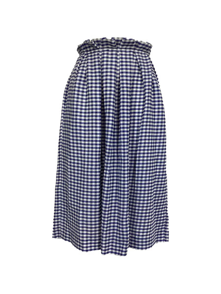  Mother Of Pearl Check-pattern Midi Skirt - Blue 