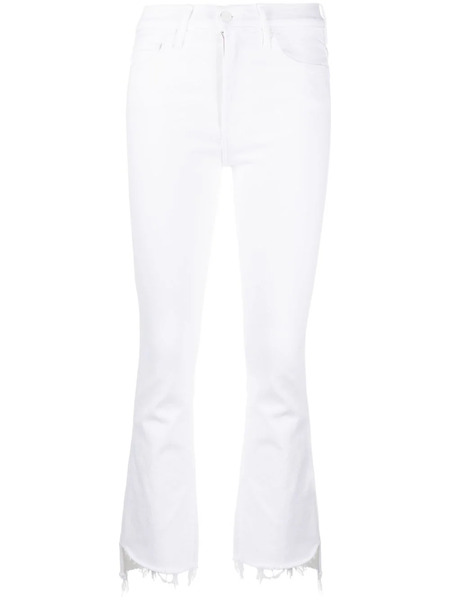  Mother The Insider Frayed Cropped Jeans - White 