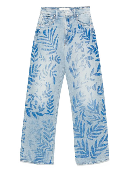  Mother The Lasso Sneak Leaf-print Jeans - Blue 