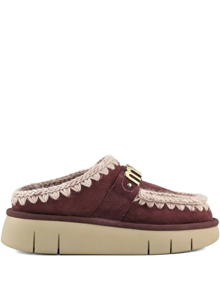  Mou Bounce Logo Crochet-stitching Mules - Red 