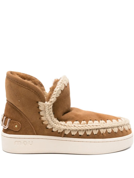  Mou Braided-detail Suede Boots - Brown 