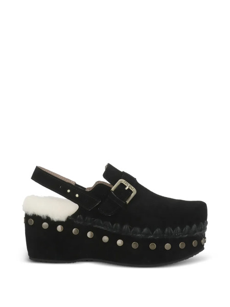  Mou Buckle-detail Leather Mules - Black 