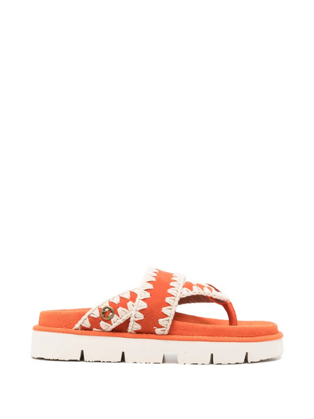  Mou Crochet-detail Sandals - Orange 