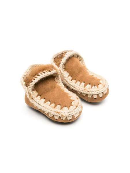  Mou Crochet-trim Leather Boots - Brown 
